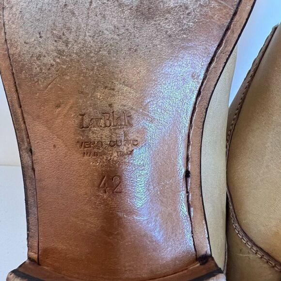 Giulio Moretti Tan Distressed Leather Oxford Shoes - Picture 7 of 9